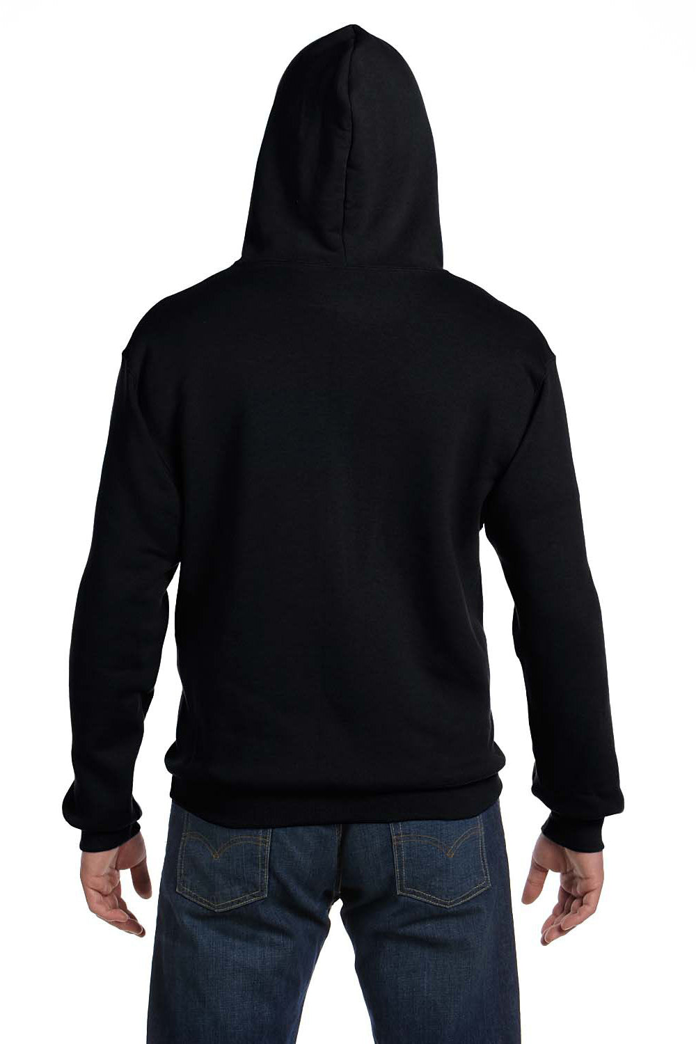 Fruit Of The Loom 82230 Mens Supercotton Fleece Full Zip Hooded Sweatshirt Hoodie Black Back