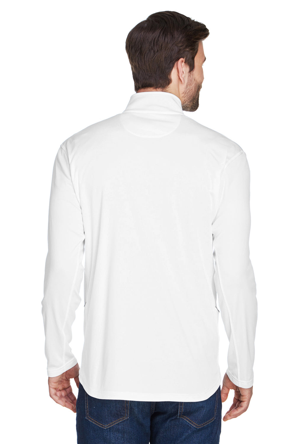 UltraClub 8230 Mens Cool & Dry Moisture Wicking 1/4 Zip Sweatshirt White Back