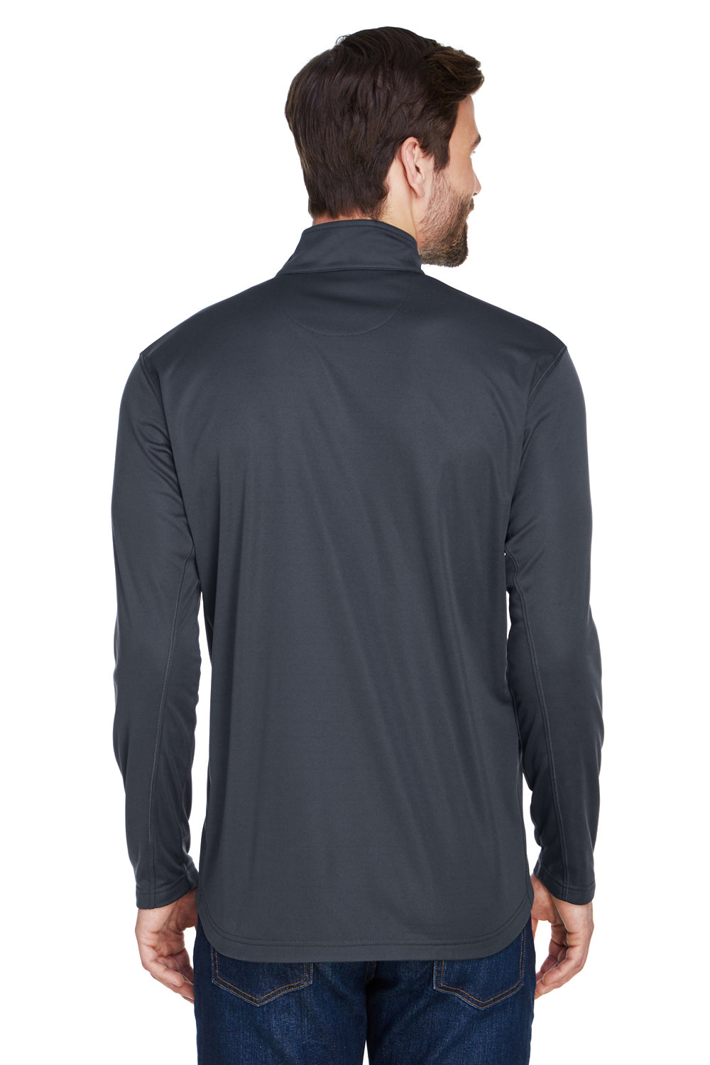 UltraClub 8230 Mens Cool & Dry Moisture Wicking 1/4 Zip Sweatshirt Black Back