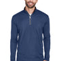 UltraClub Mens Cool & Dry Moisture Wicking 1/4 Zip Sweatshirt - Navy Blue