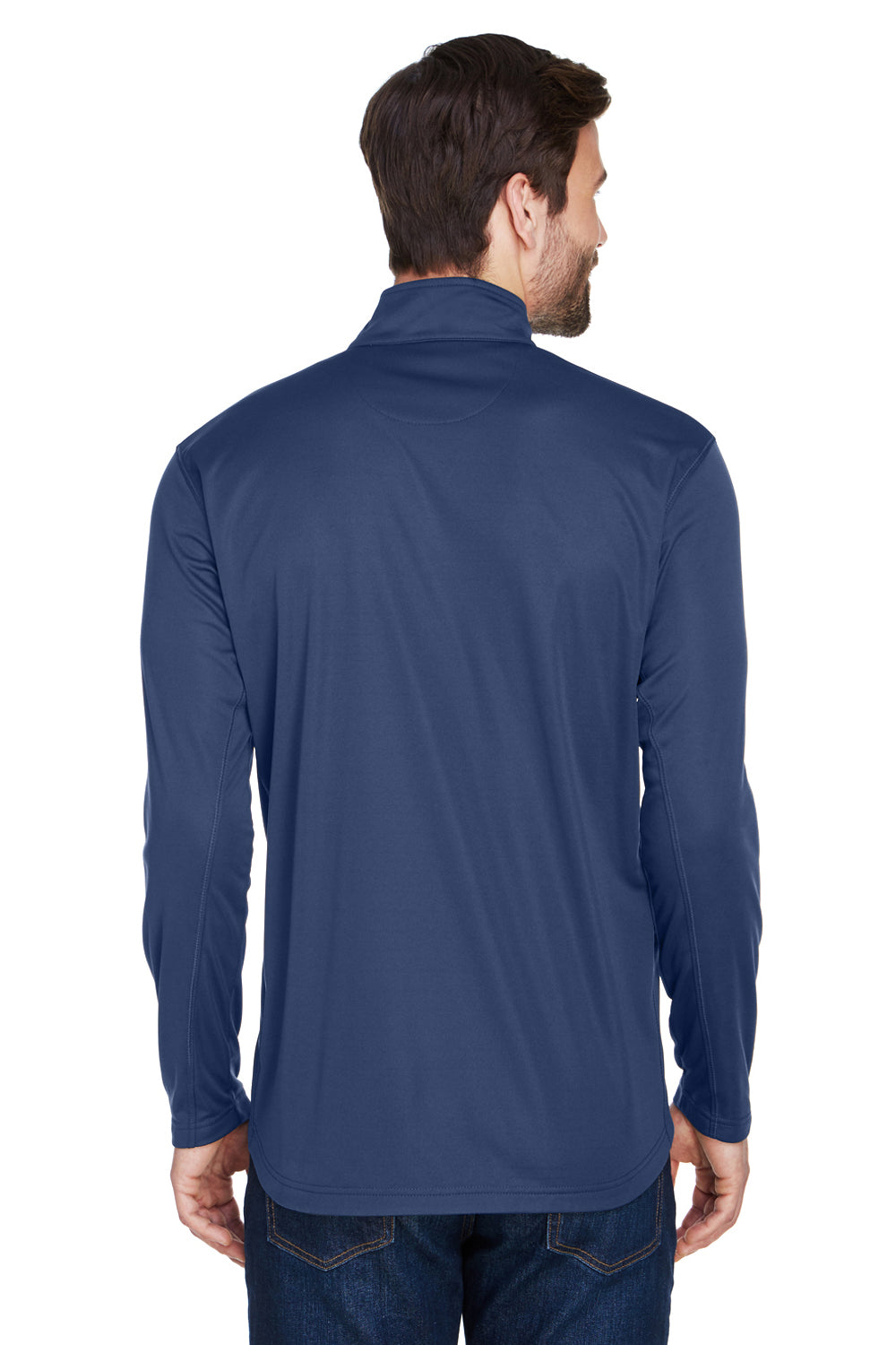 UltraClub 8230 Mens Cool & Dry Moisture Wicking 1/4 Zip Sweatshirt Navy Blue Back