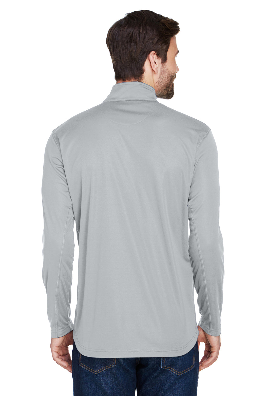 UltraClub 8230 Mens Cool & Dry Moisture Wicking 1/4 Zip Sweatshirt Grey Back