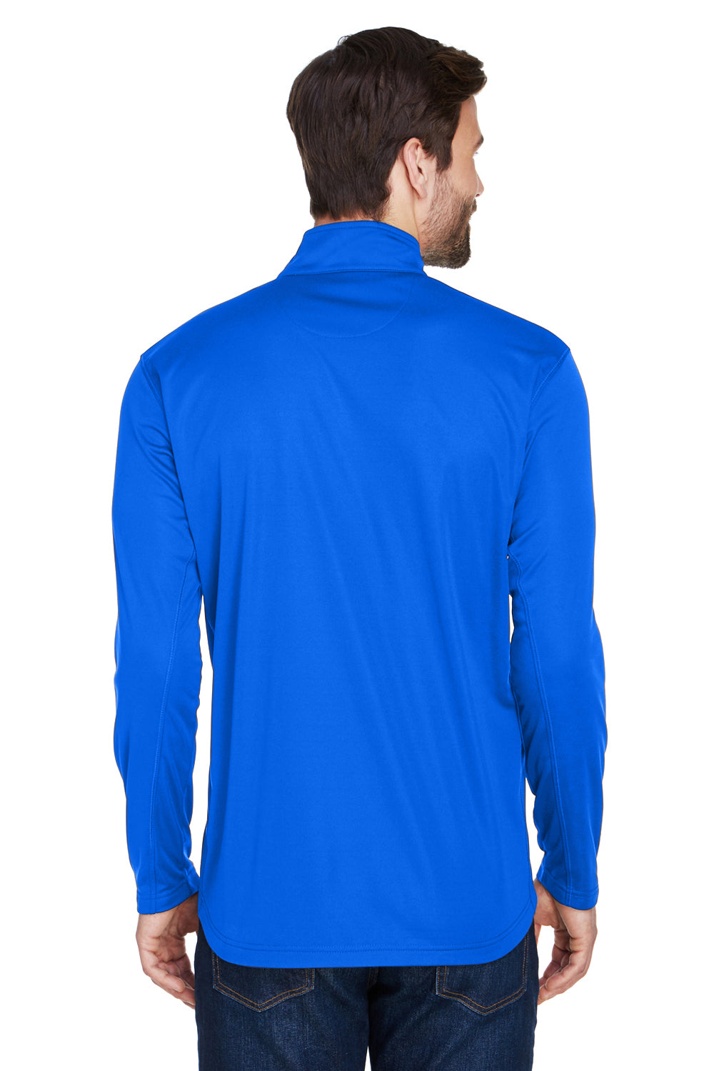 UltraClub 8230 Mens Cool & Dry Moisture Wicking 1/4 Zip Sweatshirt Royal Blue Back
