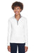 UltraClub 8230L Womens Cool & Dry Moisture Wicking 1/4 Zip Sweatshirt White Front