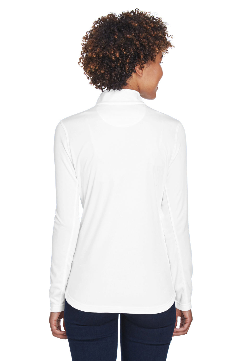 UltraClub 8230L Womens Cool & Dry Moisture Wicking 1/4 Zip Sweatshirt White Back