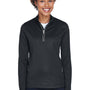 UltraClub Womens Cool & Dry Moisture Wicking 1/4 Zip Sweatshirt - Black
