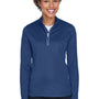 UltraClub Womens Cool & Dry Moisture Wicking 1/4 Zip Sweatshirt - Navy Blue