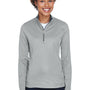 UltraClub Womens Cool & Dry Moisture Wicking 1/4 Zip Sweatshirt - Grey