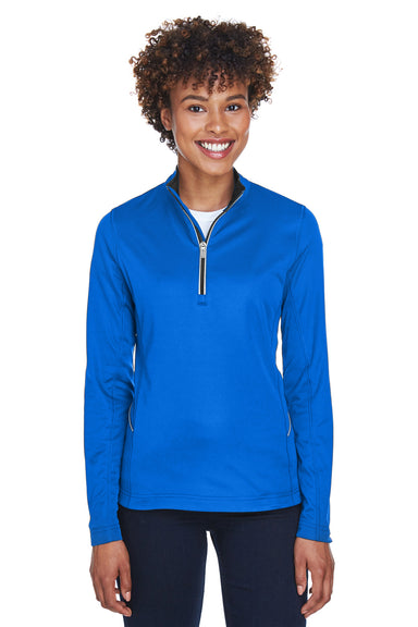UltraClub 8230L Womens Cool & Dry Moisture Wicking 1/4 Zip Sweatshirt Royal Blue Front