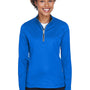 UltraClub Womens Cool & Dry Moisture Wicking 1/4 Zip Sweatshirt - Kyanos Blue