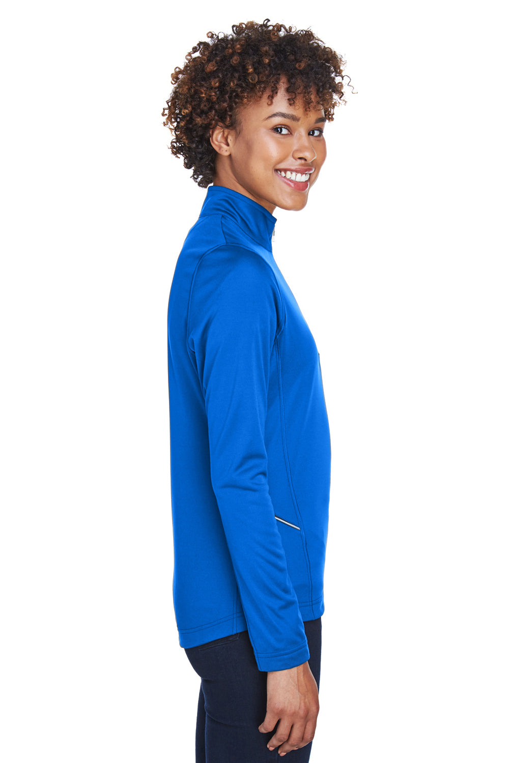 UltraClub 8230L Womens Cool & Dry Moisture Wicking 1/4 Zip Sweatshirt Royal Blue Side