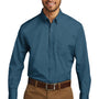 Port Authority Mens Carefree Stain Resistant Long Sleeve Button Down Shirt w/ Pocket - Dusty Blue
