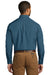 Port Authority W100/TW100 Mens Carefree Stain Resistant Long Sleeve Button Down Shirt w/ Pocket Dusty Blue Back
