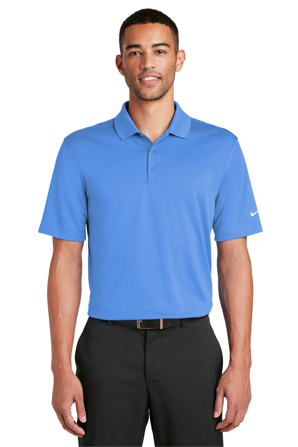 Nike 838956 Mens Players Dri-Fit Moisture Wicking Short Sleeve Polo Shirt Pacific Blue Front