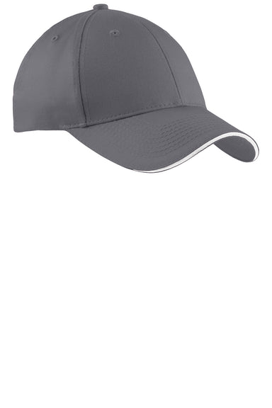 Port & Company CP85 Sandwich Bill Hat Charcoal Grey/White Front