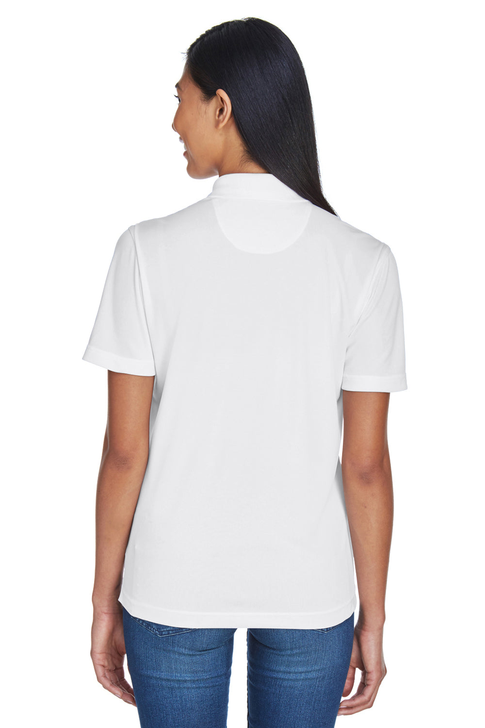 UltraClub 8404 Womens Cool & Dry Moisture Wicking Short Sleeve Polo Shirt White Back
