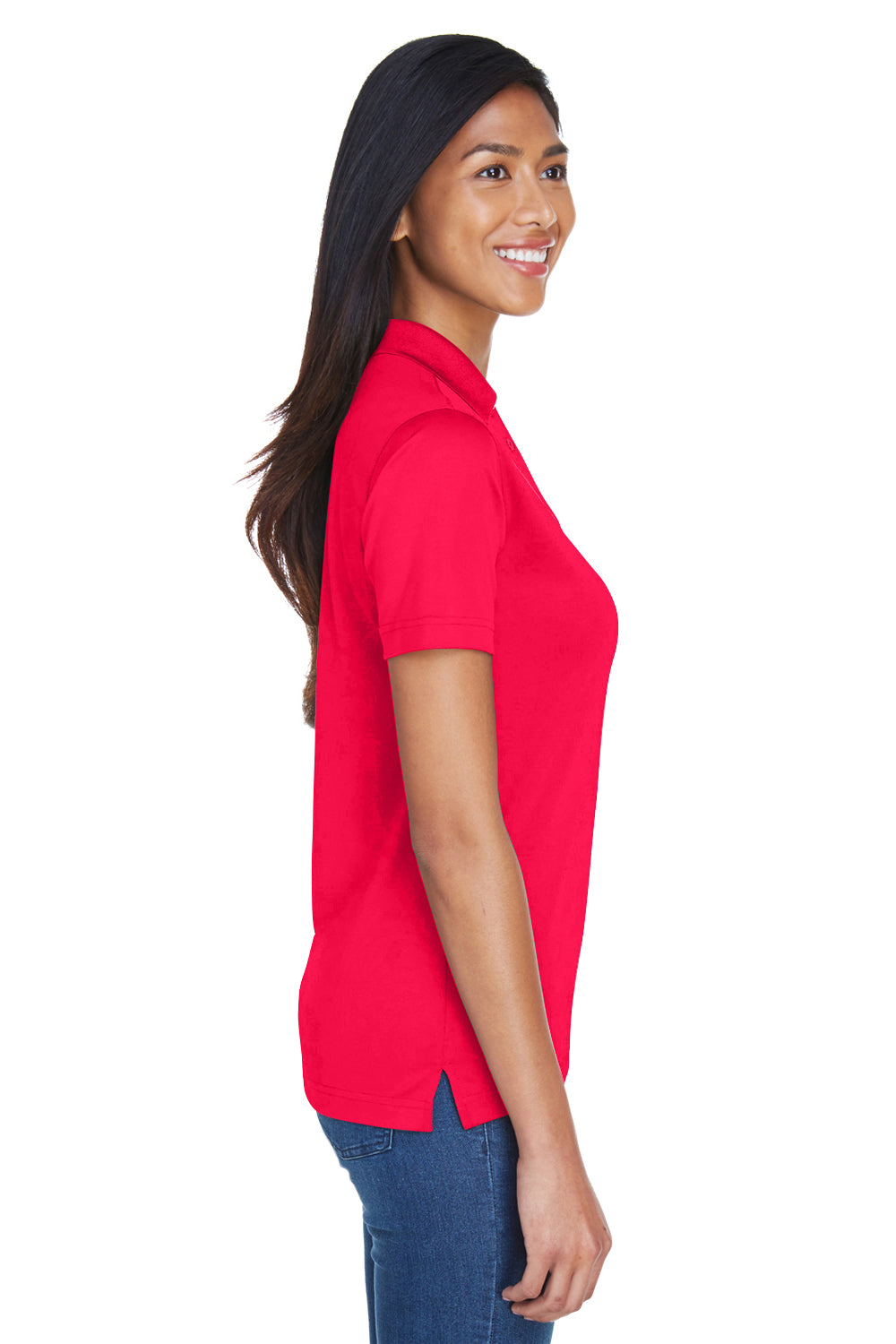 UltraClub 8404 Womens Cool & Dry Moisture Wicking Short Sleeve Polo Shirt Red Side