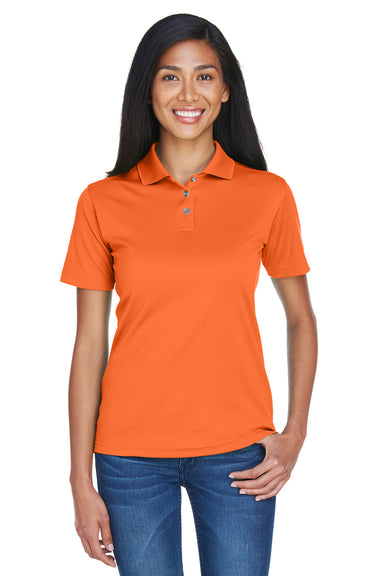UltraClub 8404 Womens Cool & Dry Moisture Wicking Short Sleeve Polo Shirt Orange Front