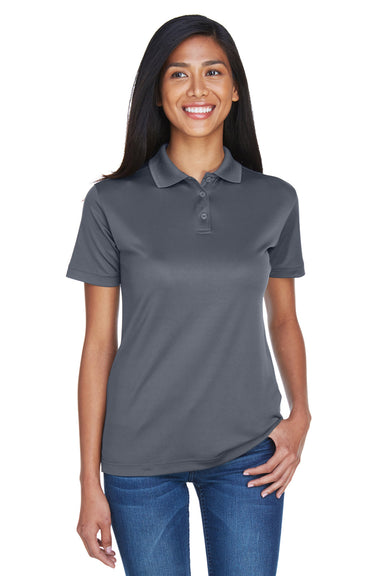 UltraClub 8404 Womens Cool & Dry Moisture Wicking Short Sleeve Polo Shirt Charcoal Grey Front