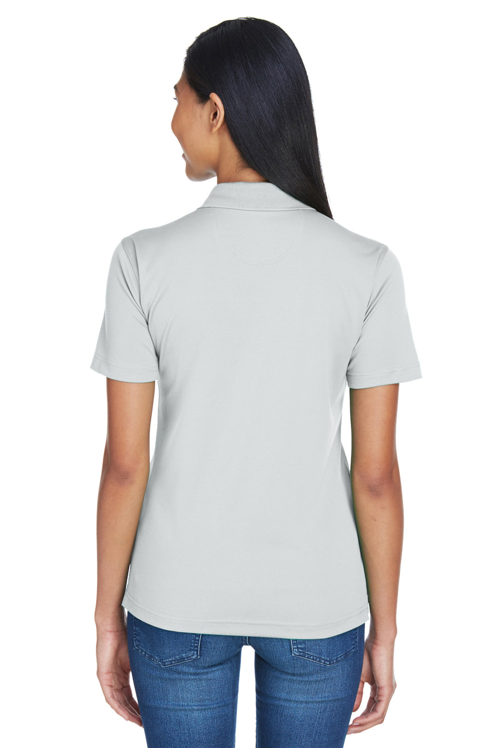 UltraClub 8404 Womens Cool & Dry Moisture Wicking Short Sleeve Polo Shirt Grey Back