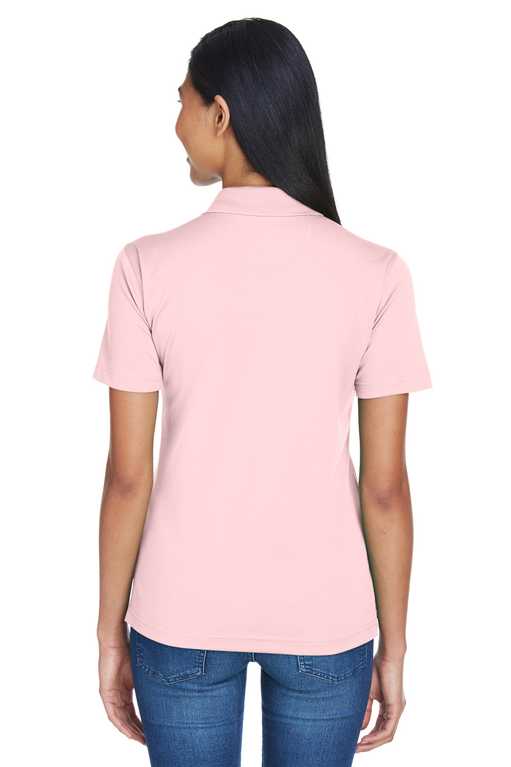 UltraClub 8404 Womens Cool & Dry Moisture Wicking Short Sleeve Polo Shirt Pink Back