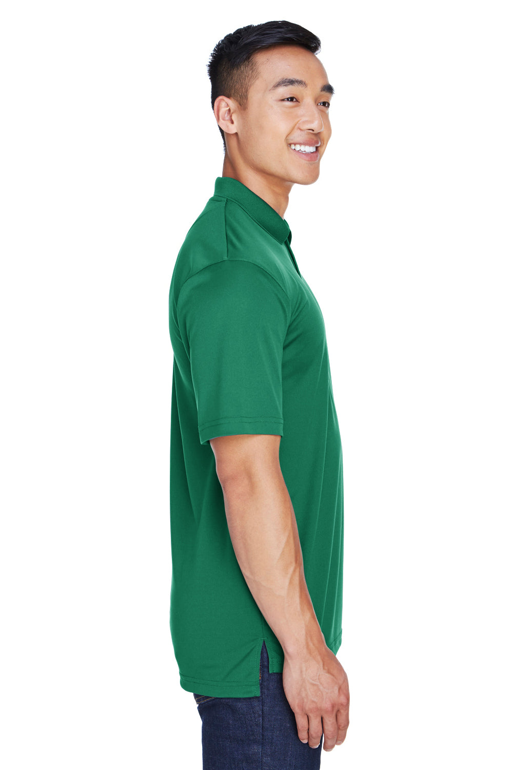 UltraClub 8405 Mens Cool & Dry Moisture Wicking Short Sleeve Polo Shirt Forest Green Side