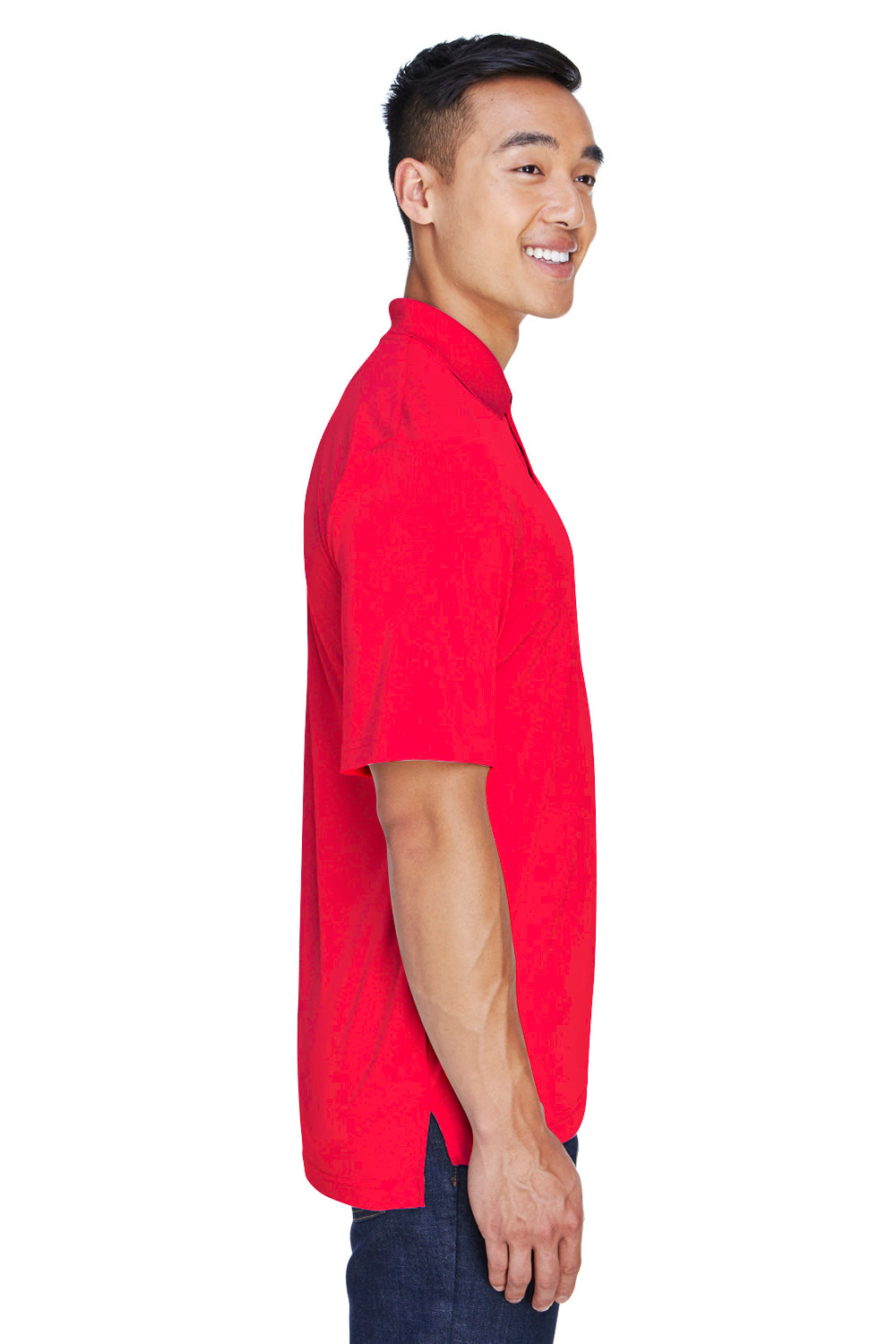 UltraClub 8405 Mens Cool & Dry Moisture Wicking Short Sleeve Polo Shirt Red Side