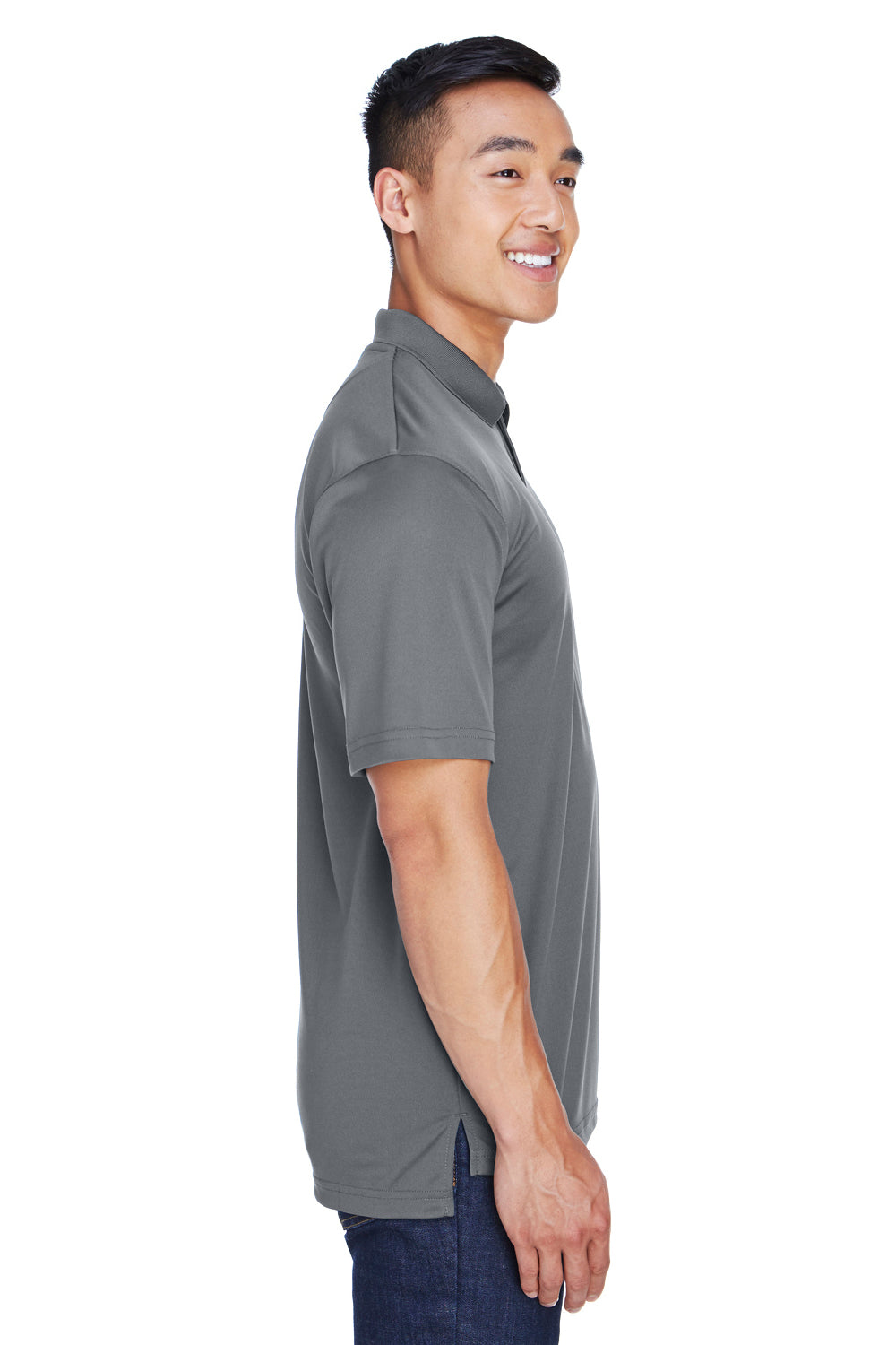 UltraClub 8405 Mens Cool & Dry Moisture Wicking Short Sleeve Polo Shirt Charcoal Grey Side