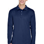 UltraClub Mens Cool & Dry Moisture Wicking Long Sleeve Polo Shirt - Navy Blue