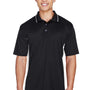 UltraClub Mens Cool & Dry Moisture Wicking Short Sleeve Polo Shirt - Black/Stone
