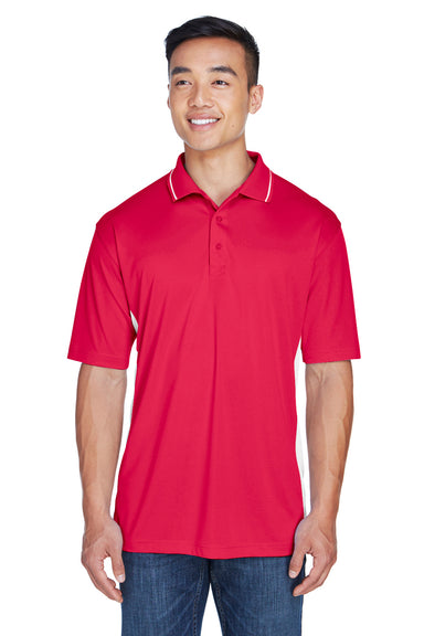 UltraClub 8406 Mens Cool & Dry Moisture Wicking Short Sleeve Polo Shirt Red/White Front