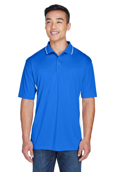 UltraClub 8406 Mens Cool & Dry Moisture Wicking Short Sleeve Polo Shirt Royal Blue/White Front