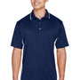 UltraClub Mens Cool & Dry Moisture Wicking Short Sleeve Polo Shirt - Navy Blue/White