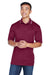 UltraClub 8406 Mens Cool & Dry Moisture Wicking Short Sleeve Polo Shirt Maroon/White Front