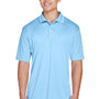 UltraClub Mens Cool & Dry Moisture Wicking Short Sleeve Polo Shirt - Columbia Blue/White
