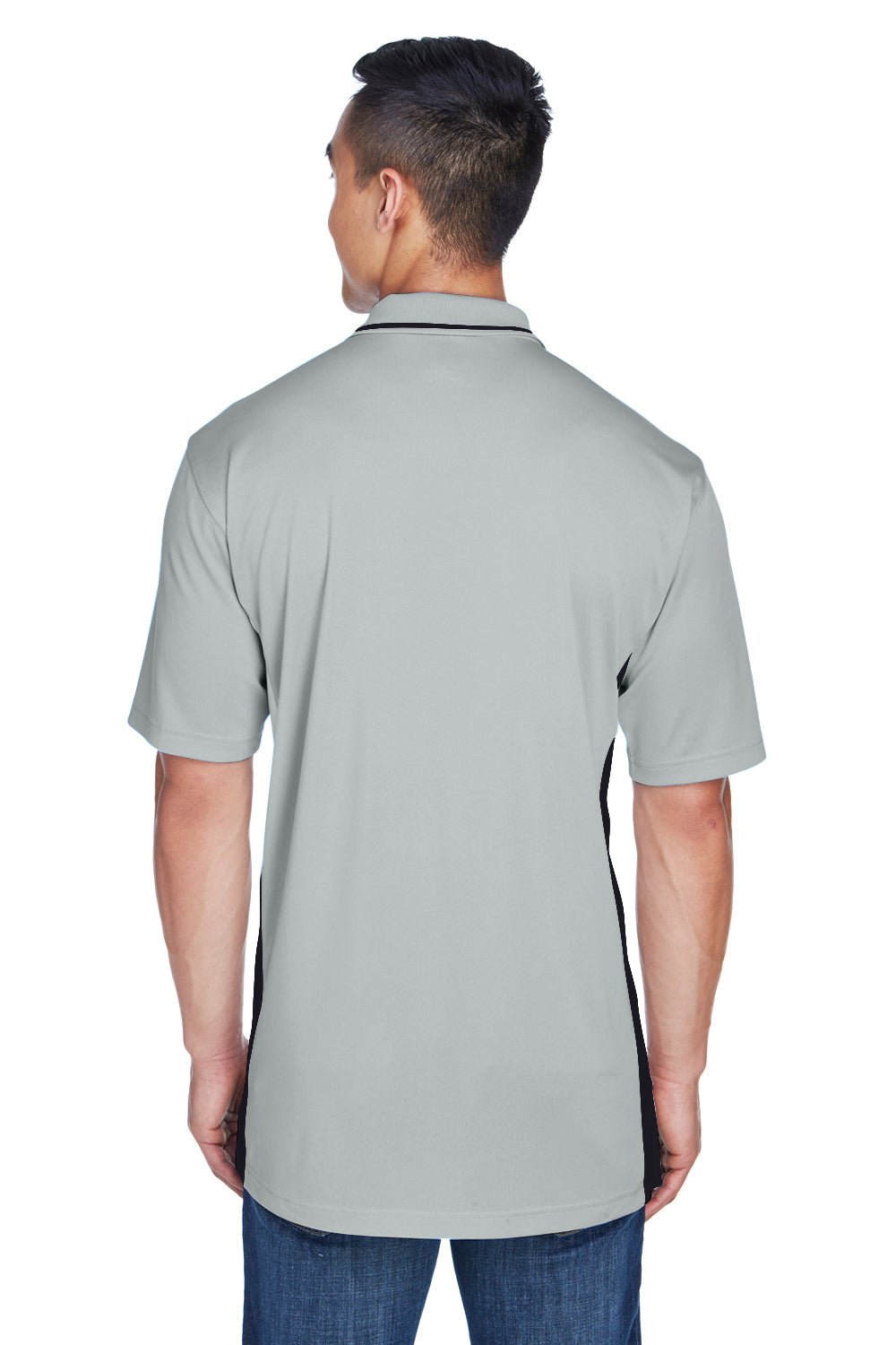 UltraClub 8406 Mens Cool & Dry Moisture Wicking Short Sleeve Polo Shirt Grey/Black Back