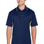 UltraClub Mens Cool & Dry Moisture Wicking Short Sleeve Polo Shirt - Navy Blue/Gold