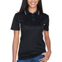 UltraClub Womens Cool & Dry Moisture Wicking Short Sleeve Polo Shirt - Black/Stone