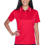 UltraClub Womens Cool & Dry Moisture Wicking Short Sleeve Polo Shirt - Red/White