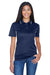 UltraClub 8406L Womens Cool & Dry Moisture Wicking Short Sleeve Polo Shirt Navy Blue/White Front