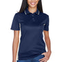 UltraClub Womens Cool & Dry Moisture Wicking Short Sleeve Polo Shirt - Navy Blue/White