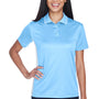 UltraClub Womens Cool & Dry Moisture Wicking Short Sleeve Polo Shirt - Columbia Blue/White