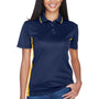 UltraClub Womens Cool & Dry Moisture Wicking Short Sleeve Polo Shirt - Navy Blue/Gold