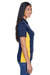 UltraClub 8406L Womens Cool & Dry Moisture Wicking Short Sleeve Polo Shirt Navy Blue/Gold Side