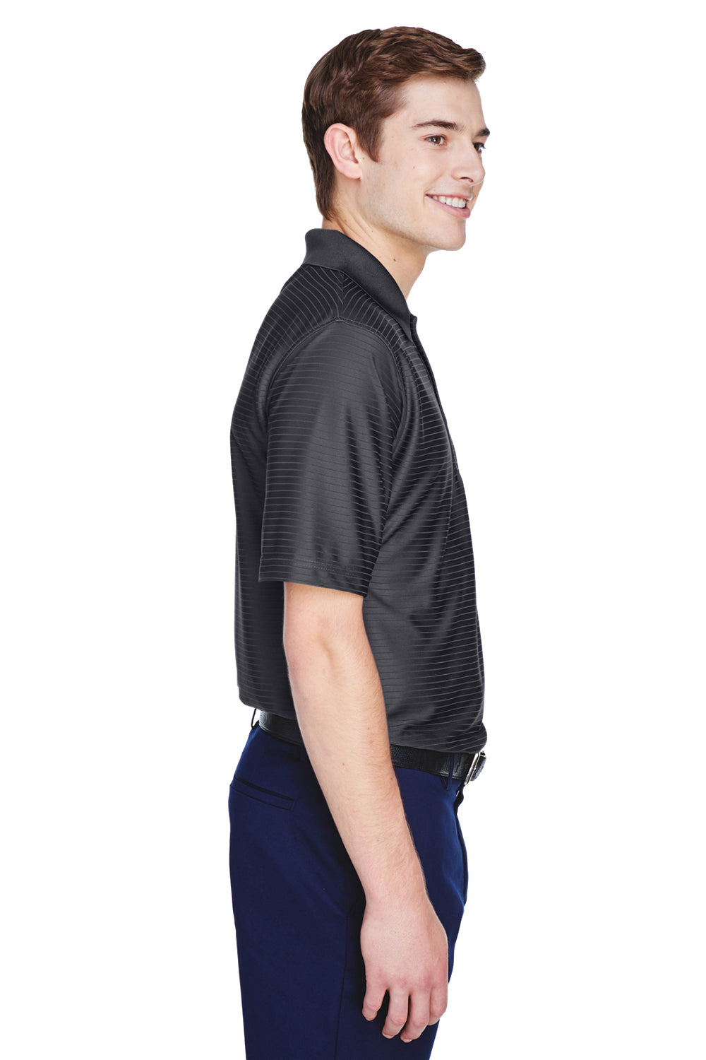 UltraClub 8413 Mens Cool & Dry Elite Performance Moisture Wicking Short Sleeve Polo Shirt Black Side