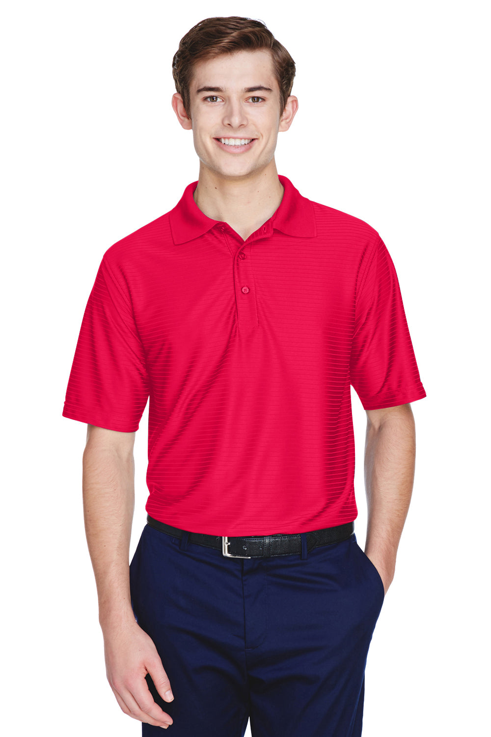 UltraClub 8413 Mens Cool & Dry Elite Performance Moisture Wicking Short Sleeve Polo Shirt Red Front