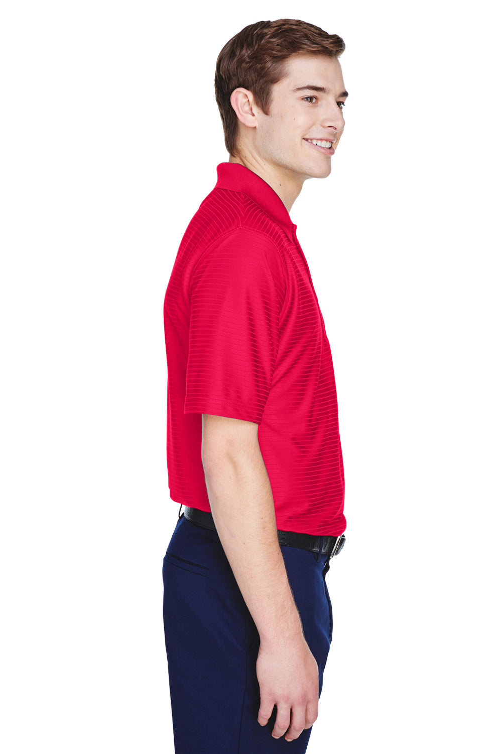 UltraClub 8413 Mens Cool & Dry Elite Performance Moisture Wicking Short Sleeve Polo Shirt Red Side