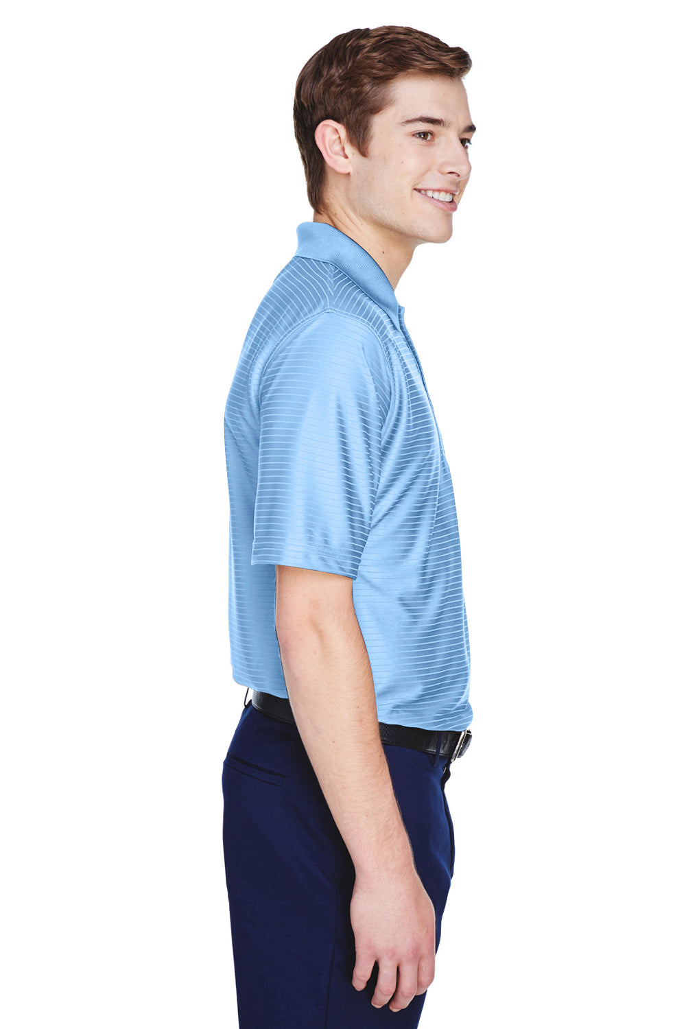 UltraClub 8413 Mens Cool & Dry Elite Performance Moisture Wicking Short Sleeve Polo Shirt Carolina Blue Side