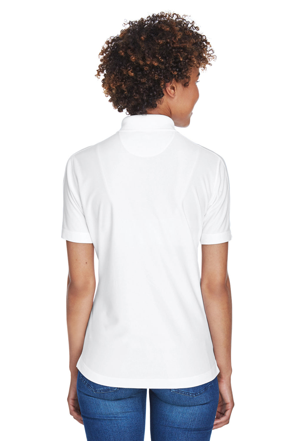 UltraClub 8414 Womens Cool & Dry Elite Performance Moisture Wicking Short Sleeve Polo Shirt White Back
