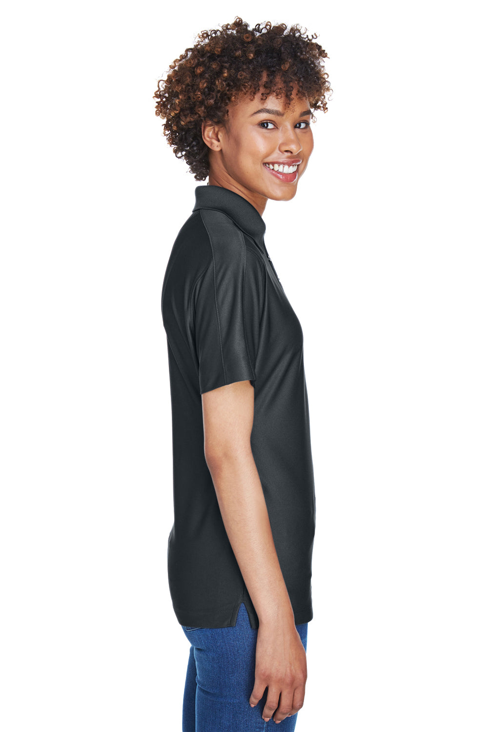 UltraClub 8414 Womens Cool & Dry Elite Performance Moisture Wicking Short Sleeve Polo Shirt Black Side